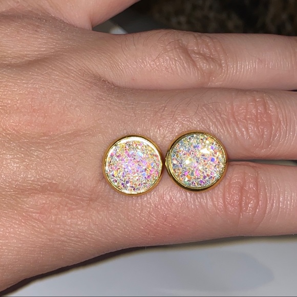 Jewelry - Stainless Steel Resin Druzy Earrings